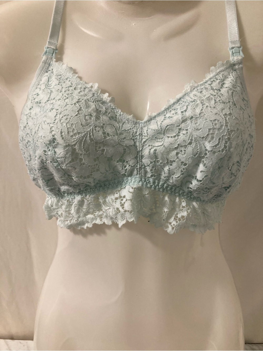 La Vie en Rose Light Blue Lace Longline Bralette Bra Size M